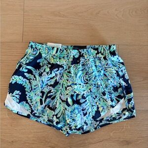 Lilly Pulitzer Blue and Green Patterned Athletic Shorts